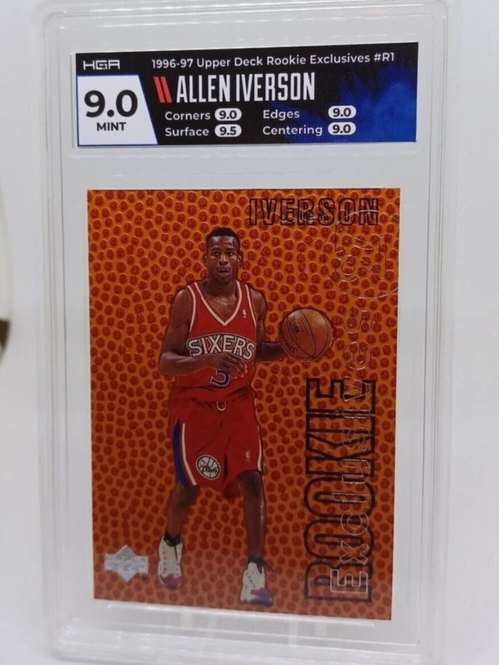 1996-97 Upper Deck Allen Iverson RC Rookie Exclusives #R1 HGA 9